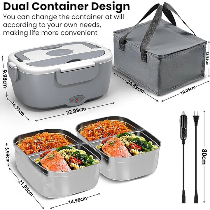 Electric lunch box for heating food + 2 sources