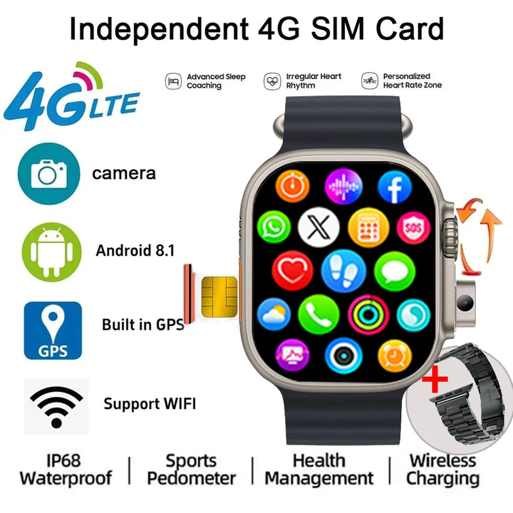 Smartwatch Ultra 9 + Watch Camera + GPS + Wifi + IP67 Waterproof